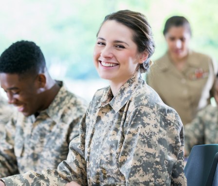 Military students in classroom